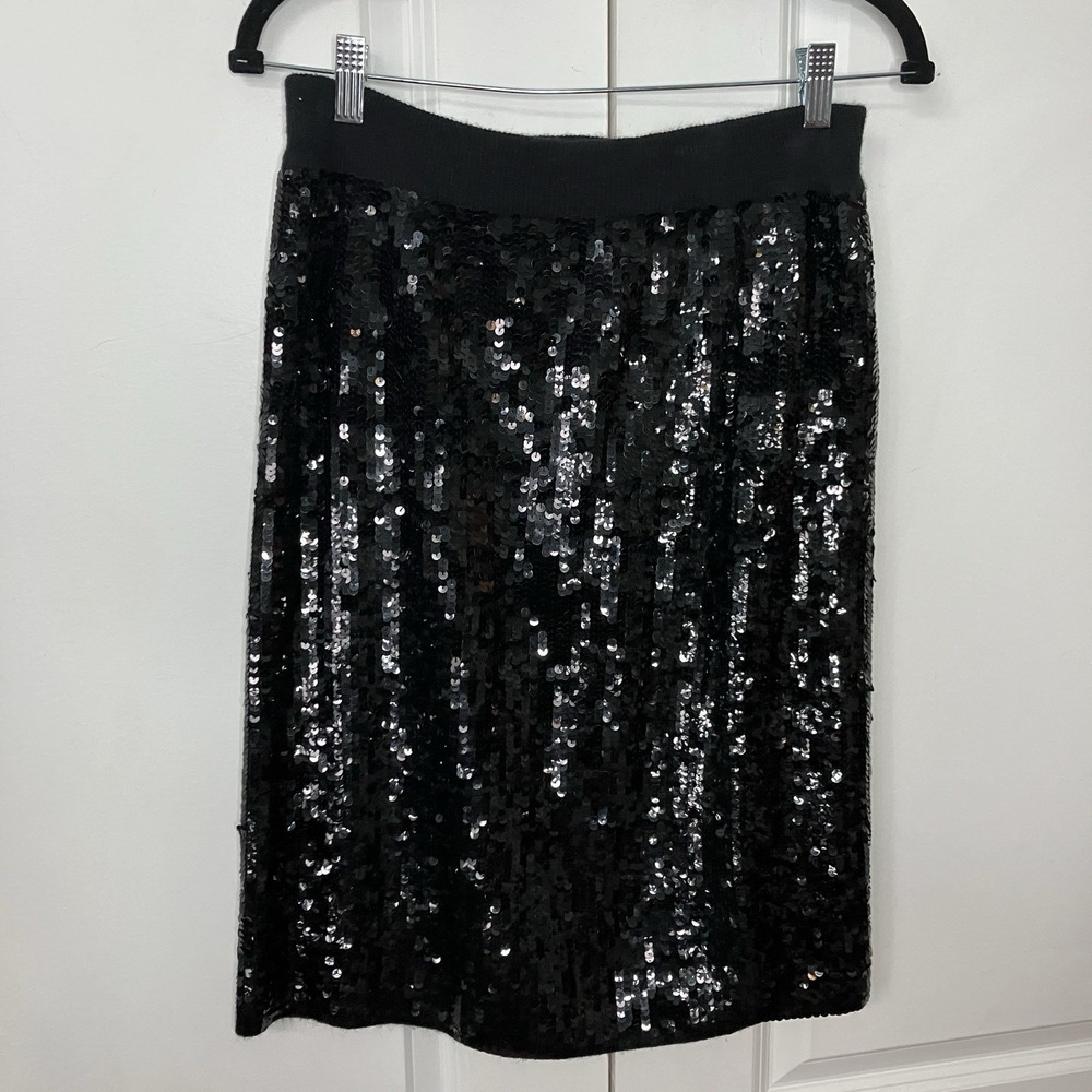 Vintage Nancy Johnson Pencil‎ Skirt Black Sequin Sparkling Glam Party Date Night